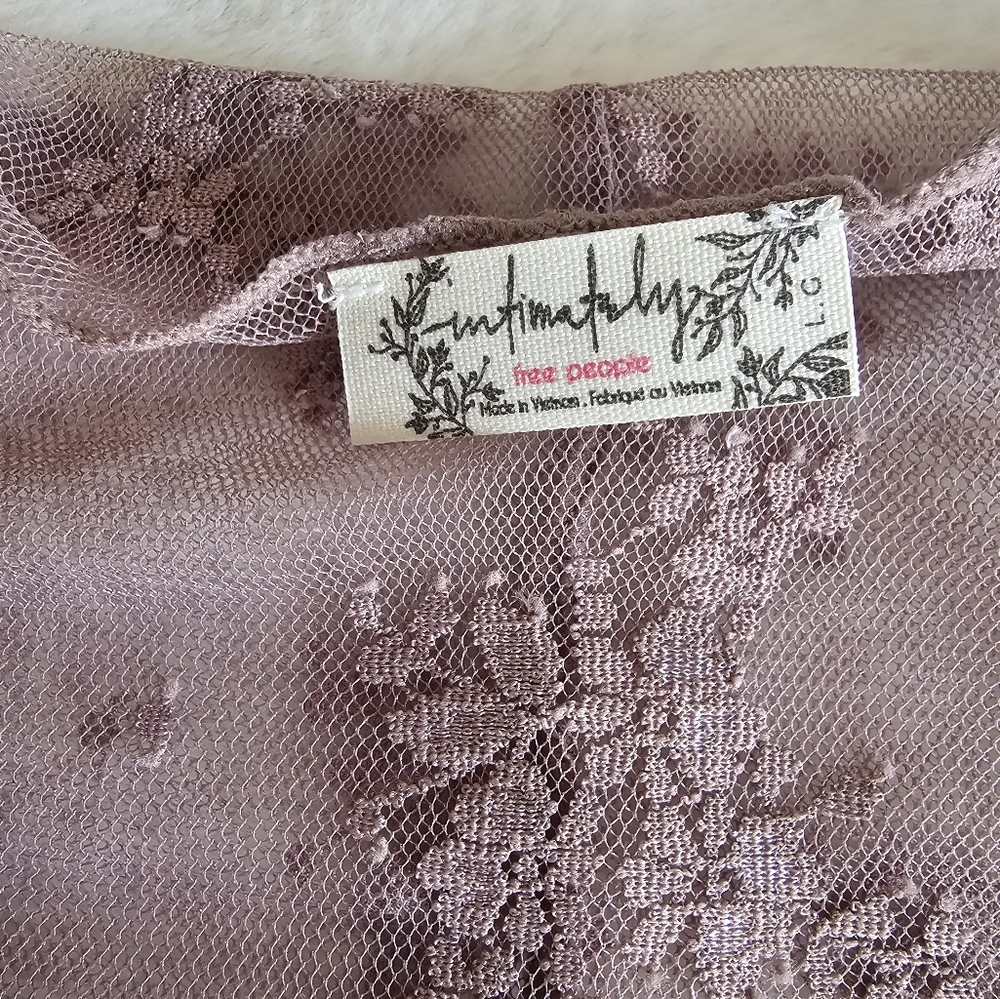Free People Mauve Sheer Floral Lace Long Sleeve Top - Picture 4 of 5